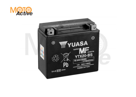 Мотоциклетная аккумуляторная батарея Yuasa Maintenance Free VRLA YTX20-BS(CP), 18 Ач