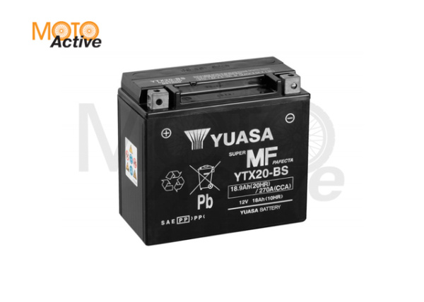 Мотоциклетная аккумуляторная батарея Yuasa Maintenance Free VRLA YTX20-BS(CP), 18 Ач