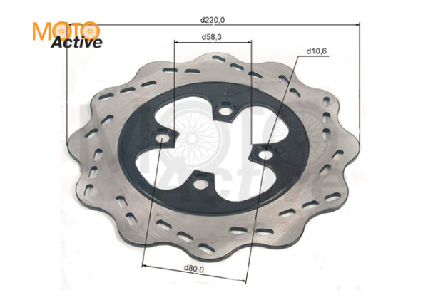 Диск тормозной задний CRF 250/KAYO K1/BSE J1/J2 220мм