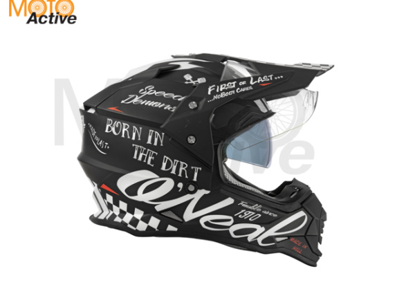 Шлем кроссовый со стеклом O'NEAL Sierra Torment V.22, черный/белый