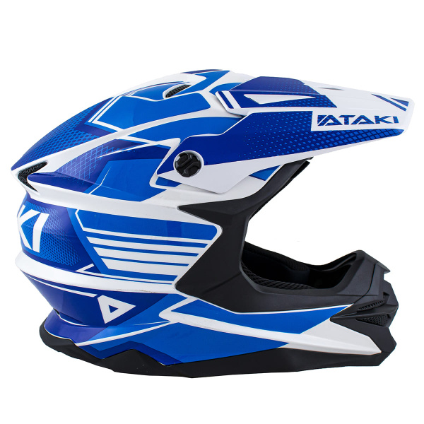 Шлем кроссовый ATAKI JK801A Legacy (синий/белый глянцевый)