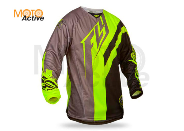 Футболка для мотокросса FLY RACING KINETIC DIVISION 2015 черная/серая/желтая