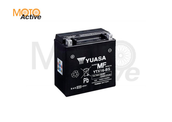 Мотоциклетная аккумуляторная батарея Yuasa Maintenance Free VRLA YTX16-BS(CP), 14 Ач