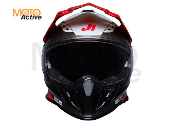 Шлем мотард JUST1 J34 PRO OuterSpace (черный/красный/белый матовый)
