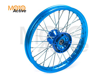 Обод передний 14" (1,40-R14 d=15mm) CNC ступица, алюминий/синий X-TECH