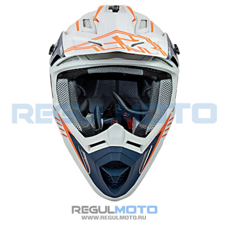 Шлем Kioshi TR кроссовый (H637) (Серый/ синий/ оранжевый)