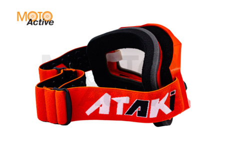 Очки мотокросс/снегоход (двойное стекло) ATAKI HB-811 оранжевые глянцевые