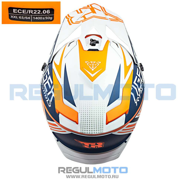 Шлем Kioshi TR кроссовый (H637) (Серый/ синий/ оранжевый)