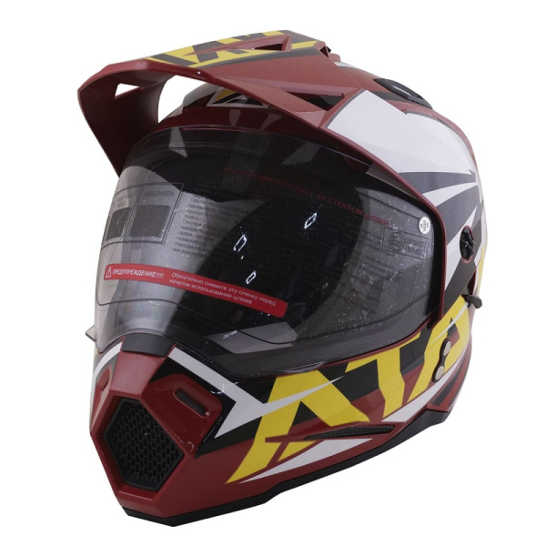 Шлем (мотард) Ataki JK802 Rampage, коричневый/желтый глянцевый