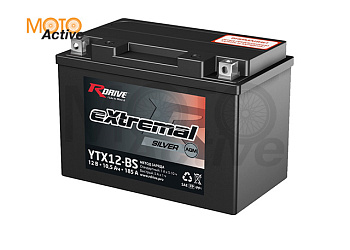 МОТО АККУМУЛЯТОР RDRIVE EXTREMAL SILVER YTX12-BS