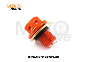Пробка двигателя сливная с магнитом М12 х1,50 SM-PARTS оранжевая