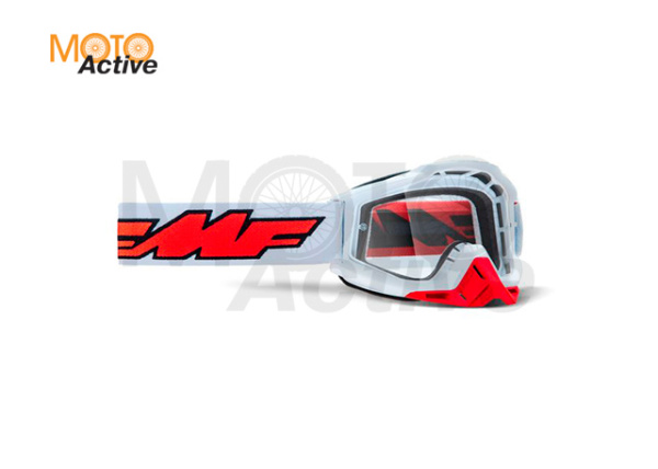 Маска кросс FMF Powerbomb Rocket белая с прозрачной линзой