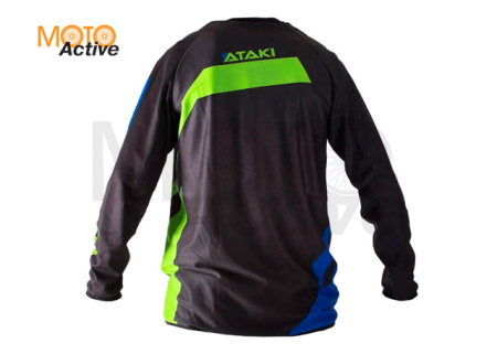 Футболка для мотокросса ATAKI Strike синяя/зеленая