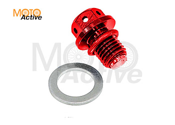 Пробка слива масла CNC с магнитом IGP М12 х1,50 (красный)