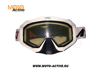 Очки мотокросс/снегоход (двойное стекло) ATAKI HB-811 белые глянцевые
