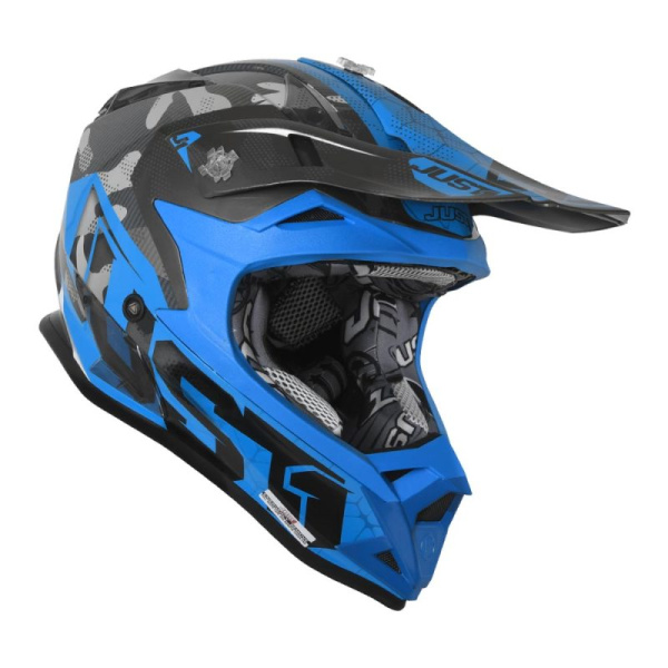 Шлем детский (кроссовый) JUST1 J32 YOUTH SWAT Hi-Vis, синий/черный матовый