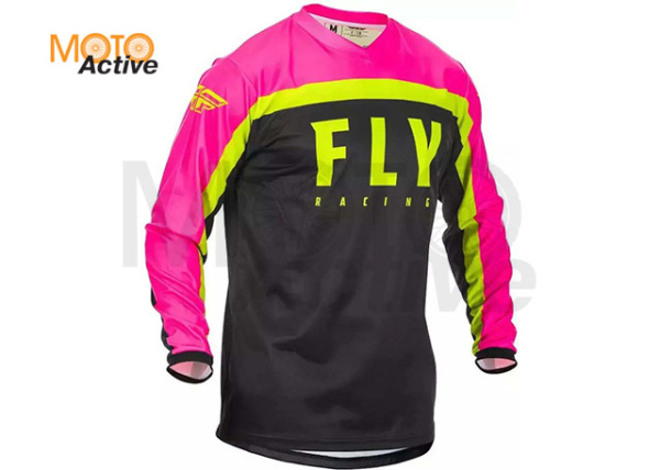 Футболка для мотокросса FLY RACING F-16 2020 розовая/чёрная/Hi-Vis жёлтая