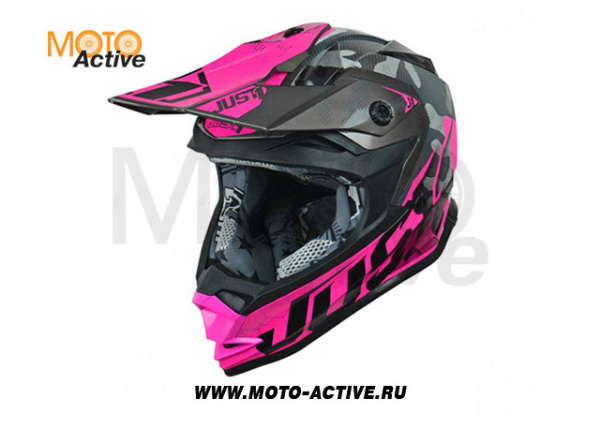 Шлем детский (кроссовый) JUST1 J32 YOUTH SWAT Hi-Vis, розовый/черный глянцевый