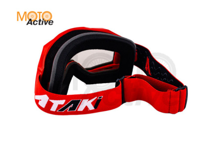 Очки мотокросс/снегоход (двойное стекло) ATAKI HB-811 красные глянцевые