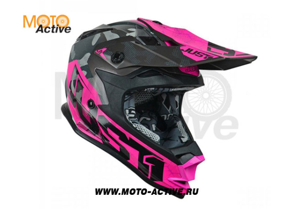 Шлем детский (кроссовый) JUST1 J32 YOUTH SWAT Hi-Vis, розовый/черный глянцевый