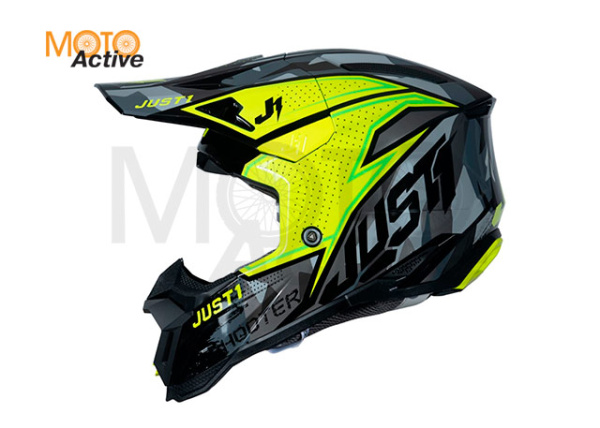 Шлем кроссовый JUST1 J40 SHOOTER (Hi-Vis зеленый глянцевый)
