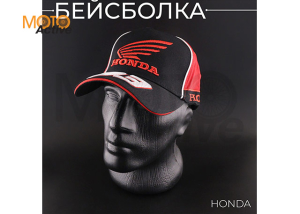 Бейсболка "HONDA AND MARC MARQUEZ" (черно-красная 100% хлопок)