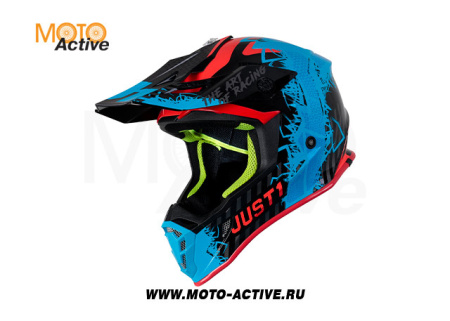 Шлем (кроссовый) JUST1 J38 MASK, синий/красный/чёрный глянцевый (2021)