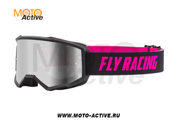 Очки для мотокросса FLY RACING ZONE (2021) чёрные/розовые, зеркальные
