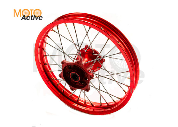 Обод задний 18" (2,15-R18 d=17mm) CNC ступица, алюминий/красный X-TECH