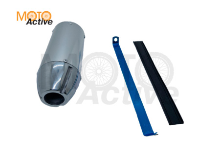 Глушитель (банка) ф=28мм, с хомутом, серебрянный (WW0621)