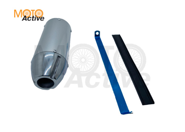 Глушитель (банка) ф=28мм, с хомутом, серебрянный (WW0621)