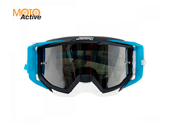 Очки для мотокросса JUST1 IRIS TRACK белый/синий тонированные