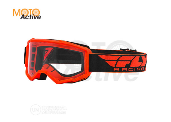 Очки для мотокросса FLY RACING FOCUS (2019) оранжевые, прозрачные