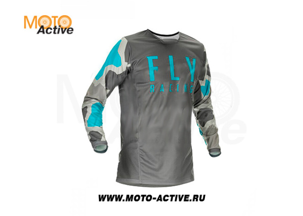 Футболка для мотокросса FLY RACING KINETIC K221 2021 серая/синяя