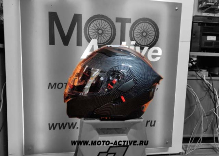 Шлем (модуляр) Ataki FF902 Carbon, черный/серый глянцевый