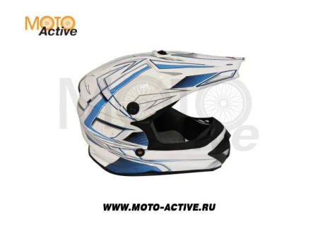 Шлем детский (кроссовый) ATAKI SC-15 Rift, синий/белый глянцевый