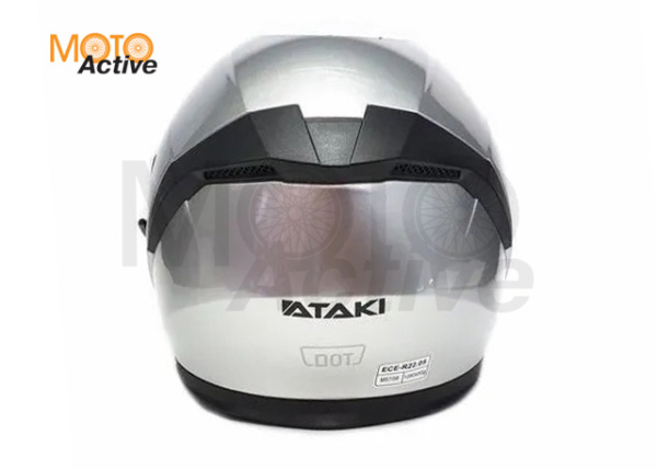 Шлем (открытый со стеклом) Ataki JK526 Solid, серебристый глянцевый