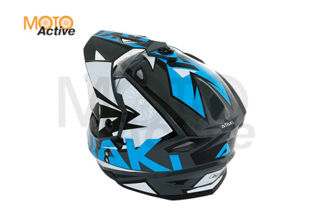 Шлем (мотард) Ataki JK802 Rampage, серый/синий глянцевый