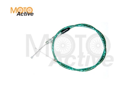 Трос газа с натяжкой (зеленый) для короткоходной ручки Питбайк, TTR