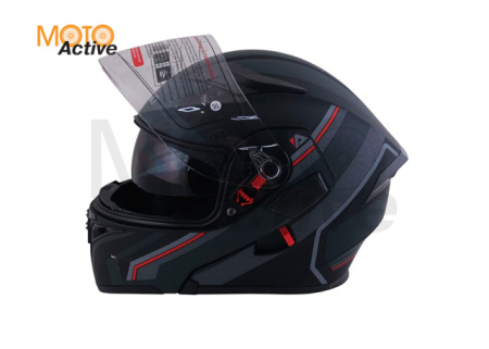 Шлем (модуляр) Ataki JK902 Shape, черный/серый глянцевый