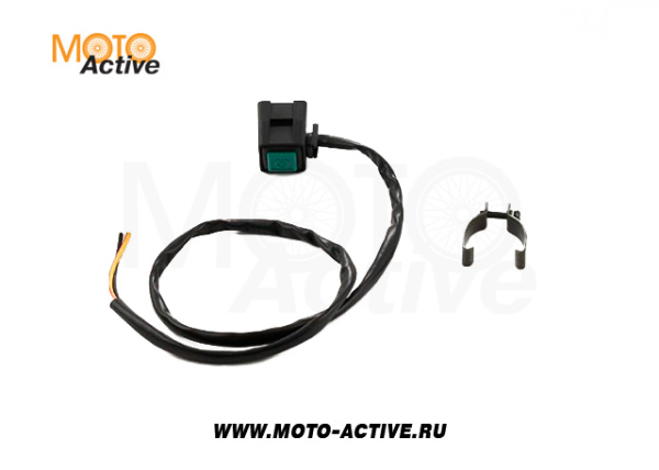 Кнопка стартера с креплением на руль квадратная (зеленая) SM-PARTS