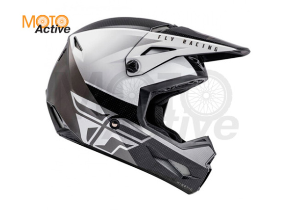 Шлем (кроссовый) FLY RACING KINETIC STRAIGHT EDGE, черный-белый (2021)