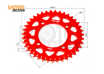 Венец, звезда ведомая (428H-39) X-TECH PIT BIKE 125-190 4х90х76 алюминиевая с самоочисткой