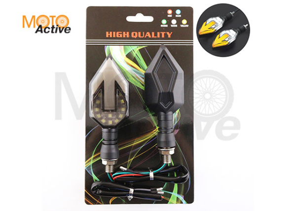 Повороты светодиодные (пара) стреловидные (черные, мигает желтая стрела, белый габарит) "HQ"