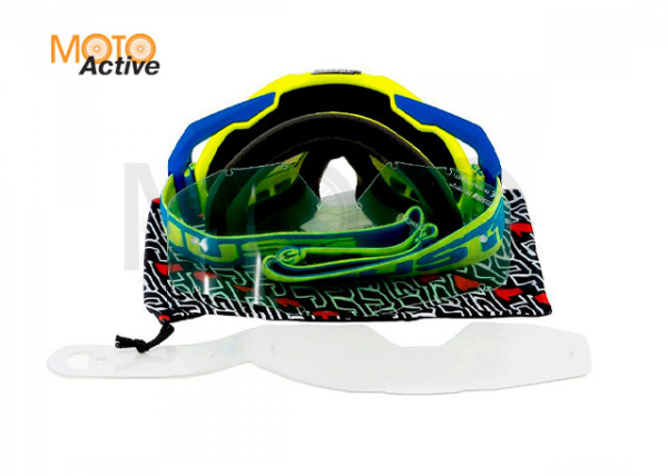 Очки для мотокросса JUST1 IRIS TRACK желтый/синий с синей линзой