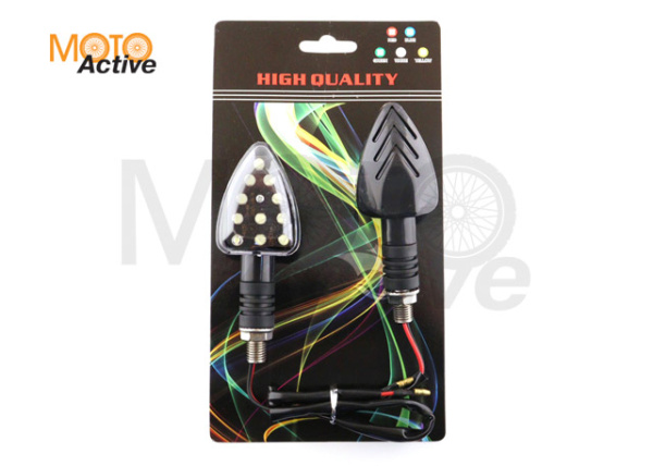 Повороты светодиодные, лодочка (пара) (11 LED, черные, прозрачное стекло) "HQ" mod:B