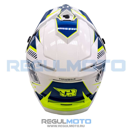 Шлем Kioshi TR кроссовый (H637) (Белый/ синий/ зеленый)