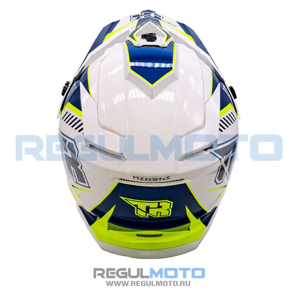 Шлем Kioshi TR кроссовый (H637) (Белый/ синий/ зеленый)