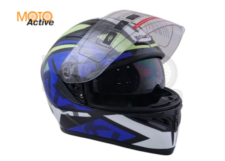 Шлем (интеграл) Ataki JK316 Route, синий/Hi-Vis желтый глянцевый