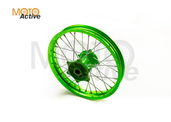 Обод задний 18" (2,15-R18 d=17mm) CNC ступица, алюм/зеленый X-TECH 6х153х125(звезда),4х140х121(диск)